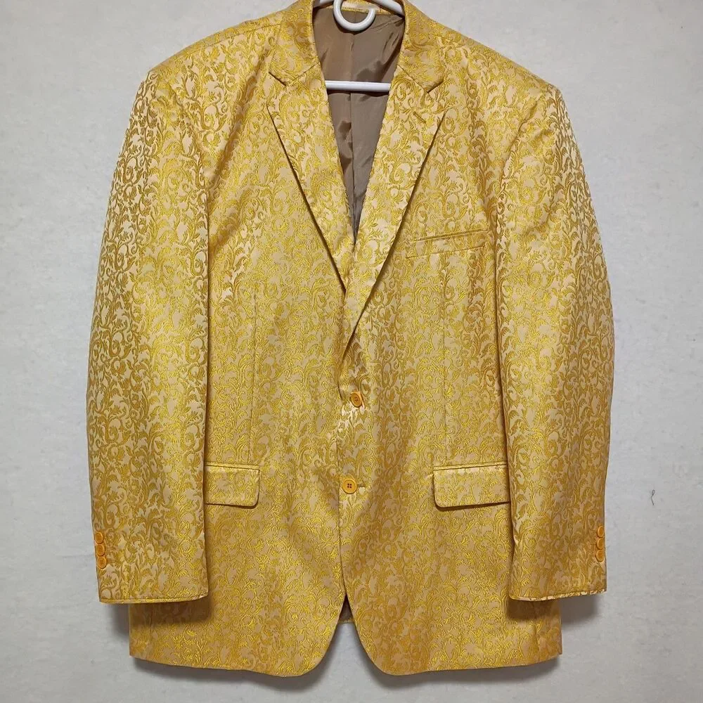 Jean Louis France Brocade Blazer Golden Yellow 48R
